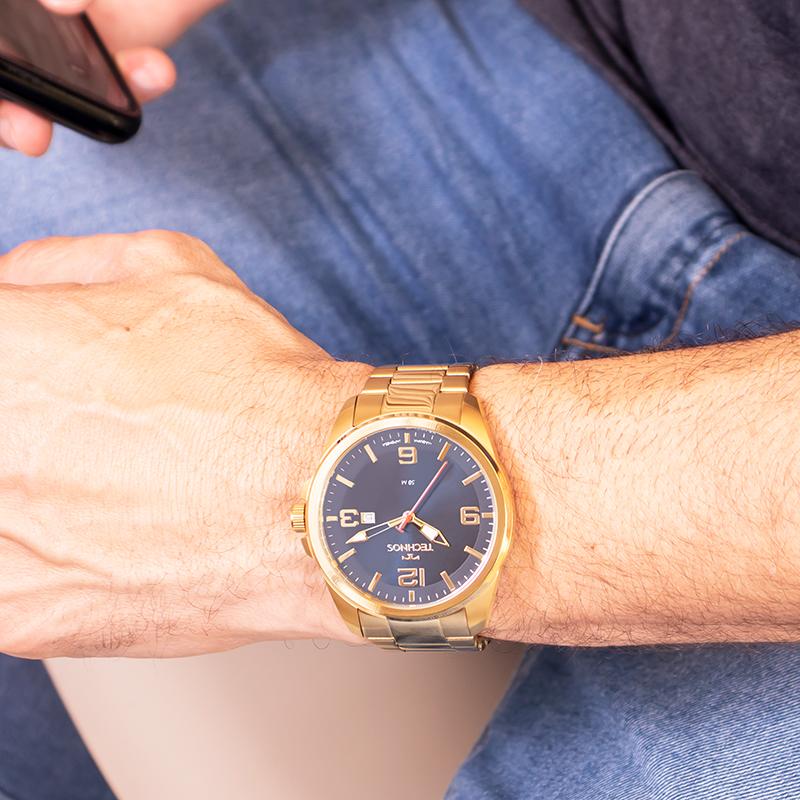 Relógio Masculino Technos Analógico Dourado Militar 2115NAT/1A Calendário - 3