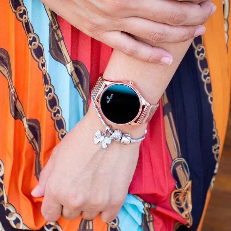 Relógio Champion Feminino Rosê Digital Led Vermelho CH40133P Kit Colar e Brincos - 3