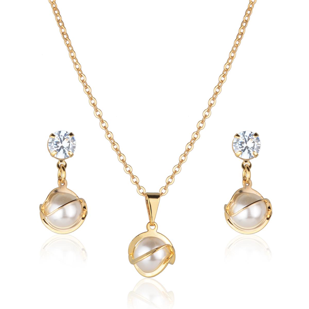 Kit Conjunto Semijoia Com Pérola Banhado a Ouro 18K - 1