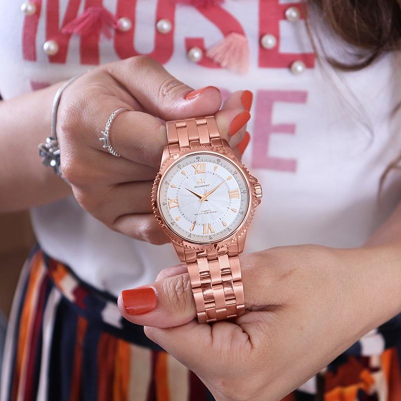 Relógio de Pulso Champion Ana Hickmann Feminino Rosé AH28722Z Colar e Brincos - 3