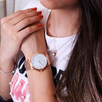 Relógio de Pulso Champion Ana Hickmann Feminino Rosé AH28722Z Colar e Brincos