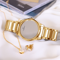 Relógio Feminino Champion Digital Espelhado Dourado CH40124B Kit Colar e Brincos - 6