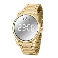 Relógio Feminino Champion Digital Espelhado Dourado CH40124B Kit Colar e Brincos - 8