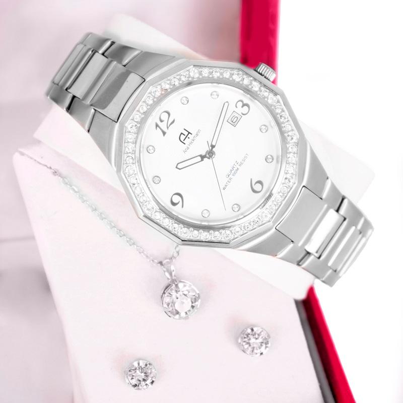 Relógio Feminino Champion Ana Hickmann Prova D'Água Aço Prata Cristais AH20033S Colar e Brincos - 6