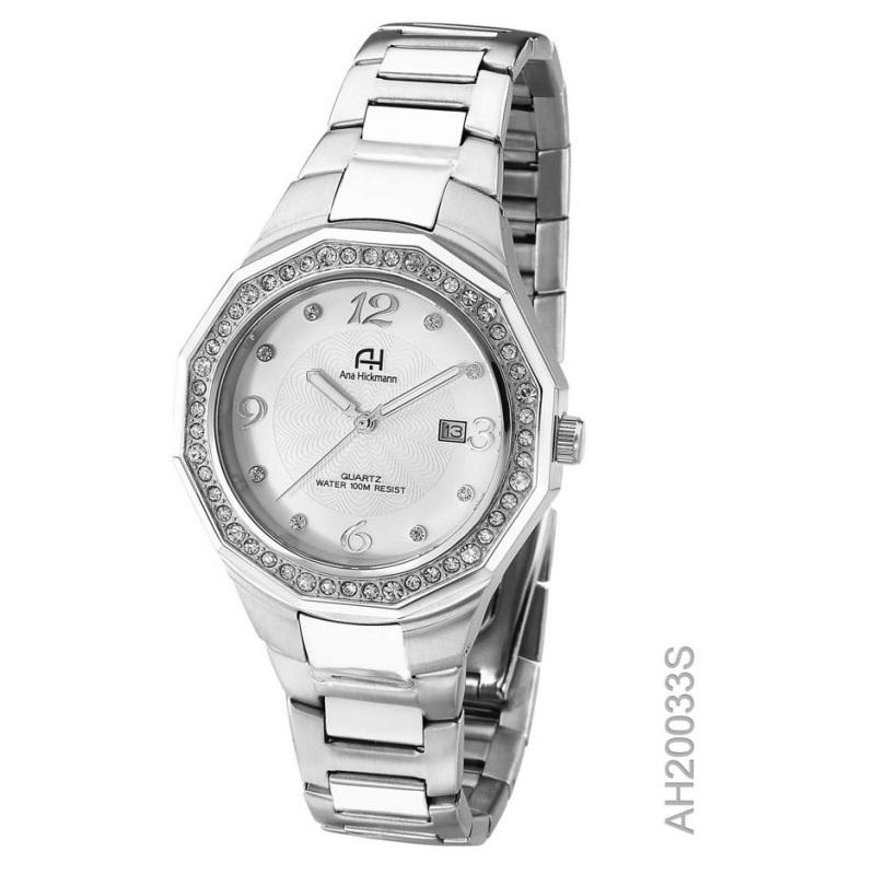 Relógio Feminino Champion Ana Hickmann Prova D'Água Aço Prata Cristais AH20033S Colar e Brincos - 7