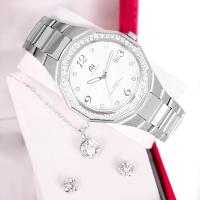 Relógio Feminino Champion Ana Hickmann Prova D'Água Aço Prata Cristais AH20033S Colar e Brincos - 6