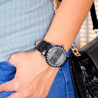 Kit Relógio Feminino Champion Ana Hickmann Preto Couro Analógico AH28400T Cristais - 2