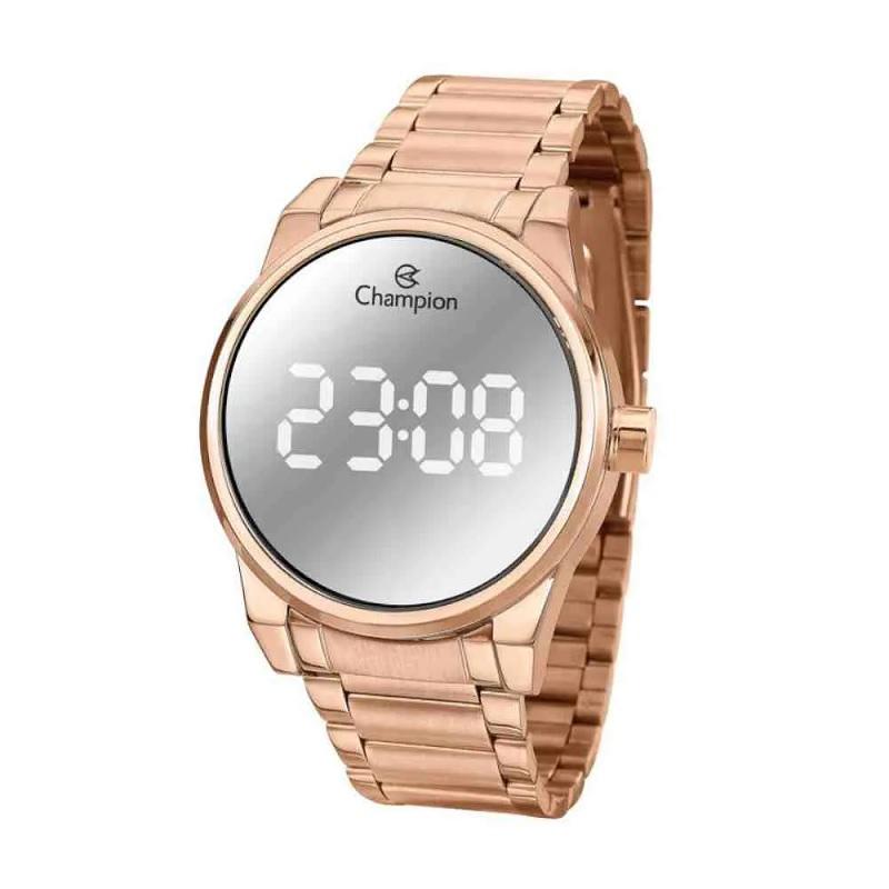 Relógio Feminino Champion Digital Espelhado Rosê CH40124M Colar e Brincos - 7