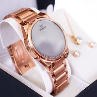 Relógio Feminino Champion Digital Espelhado Rosê CH40124M Colar e Brincos - 6