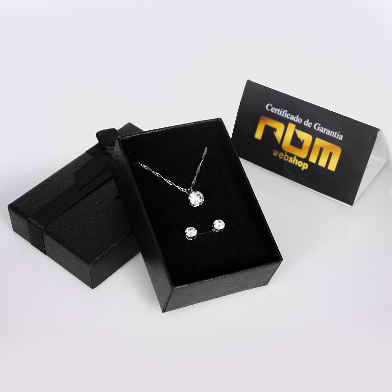 Kit Conjunto Semijoias Colar e Brincos Ponto de Luz com Zirconia - 6