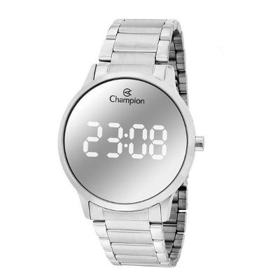 Relógio Feminino Champion Digital Espelhado Prata CH40142S Kit Colar e Brincos