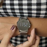 Relógio Feminino Champion Digital Espelhado Prata CH40142S Kit Colar e Brincos - 2