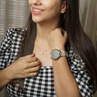 Relógio Feminino Champion Digital Espelhado Prata CH40142S Kit Colar e Brincos