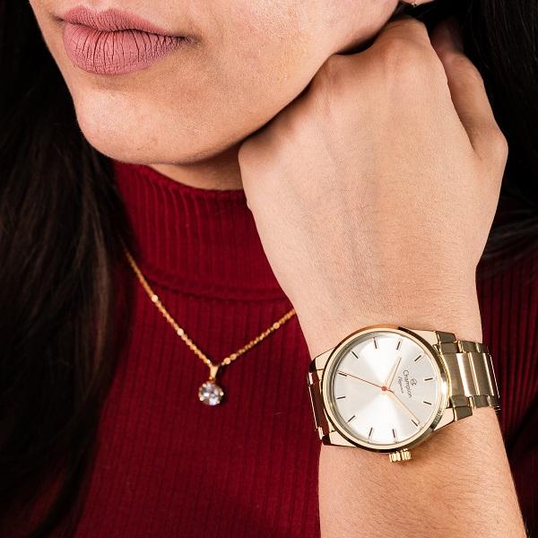Relógio Champion Feminino Analógico Dourado CN27590X Colar e Brincos - 2