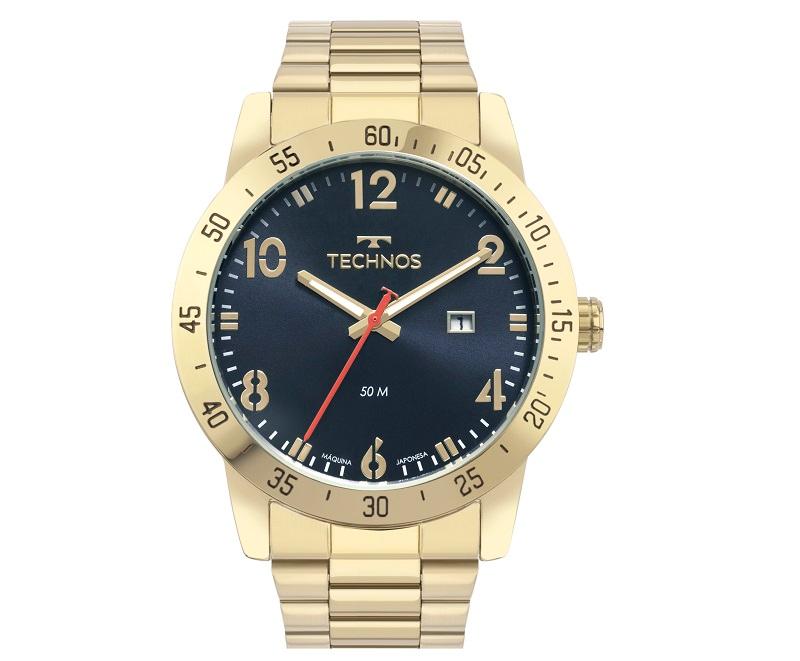 Relógio Masculino Technos Analógico Dourado Militar 2115NAR/1A Calendário - 1