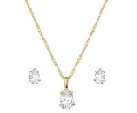 Kit Conjunto de Semijoia com Gotas de Zircônias Banhado a Ouro 18K - 1