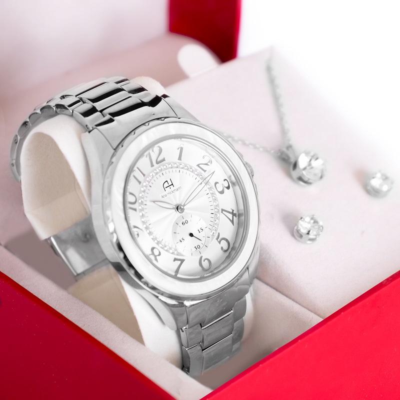 Kit Relógio Feminino Champion Ana Hickmann Prata Analógico AH28679Q A Prova D'Água - 1