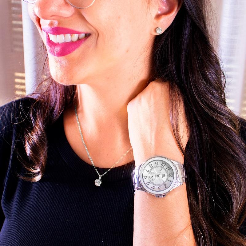 Kit Relógio Feminino Champion Ana Hickmann Prata Analógico AH28679Q A Prova D'Água - 2