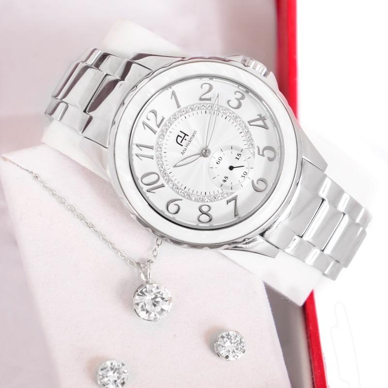 Kit Relógio Feminino Champion Ana Hickmann Prata Analógico AH28679Q A Prova D'Água - 5