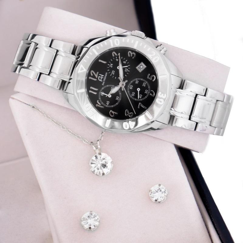 Relógio Feminino Champion Analógico Prata AH30246T Cronógrafo Colar e Brincos - 4