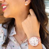 Kit Relógio Feminino Champion Ana Hickmann Analógico Rosé AH28651Z A Prova D'Água - 2