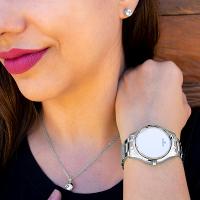 Relógio Feminino Champion Prata Espelhado Digital CH48019S Kit Colar e Brincos - 3