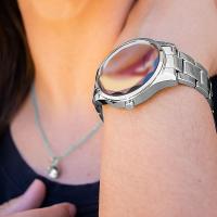 Relógio Feminino Champion Prata Espelhado Digital CH48019S Kit Colar e Brincos