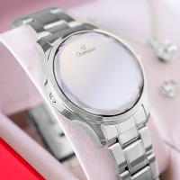 Relógio Feminino Champion Prata Espelhado Digital CH48019S Kit Colar e Brincos - 5