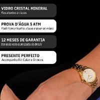 Relógio de Pulso Feminino Mondaine Dourado 32795LPMKDE1K1 Colar e Brincos - 3