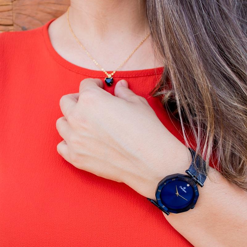 Relógio Feminino Champion Analógico Pulseira Mesh CN20864K Kit Colar e Brincos - 4