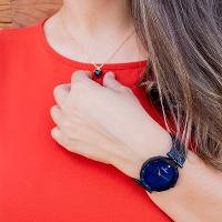 Relógio Feminino Champion Analógico Pulseira Mesh CN20864K Kit Colar e Brincos