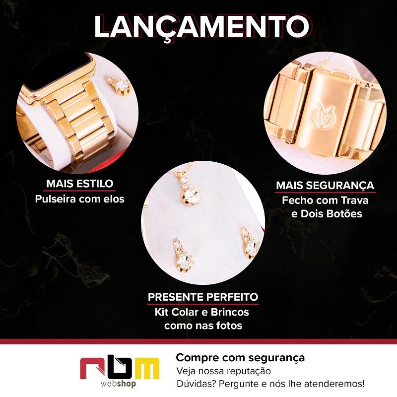 Relógio Feminino Champion Digital Dourado CH40086V Colar e Brincos - 2