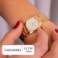 Relógio de Pulso Feminino Champion Dourado Mini CF24000W + Colar e Brincos - 2