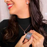 Kit Relógio Champion Feminino Digital Rose Espelhado Colar Brincos CH40086Z - 5