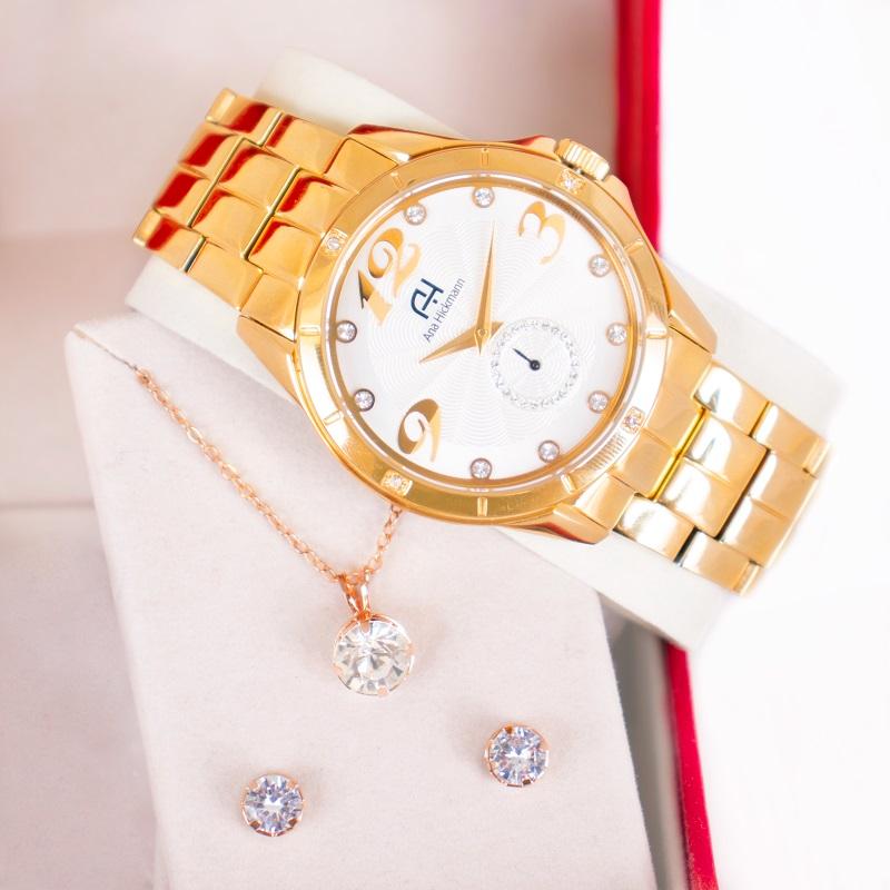 Kit Relógio Feminino Champion Ana Hickmann Analógico Dourado AH28599H - 5