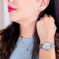 Kit Relógio Feminino Champion Ana Hickmann Analógico Prata AH28311Q Cristais - 2