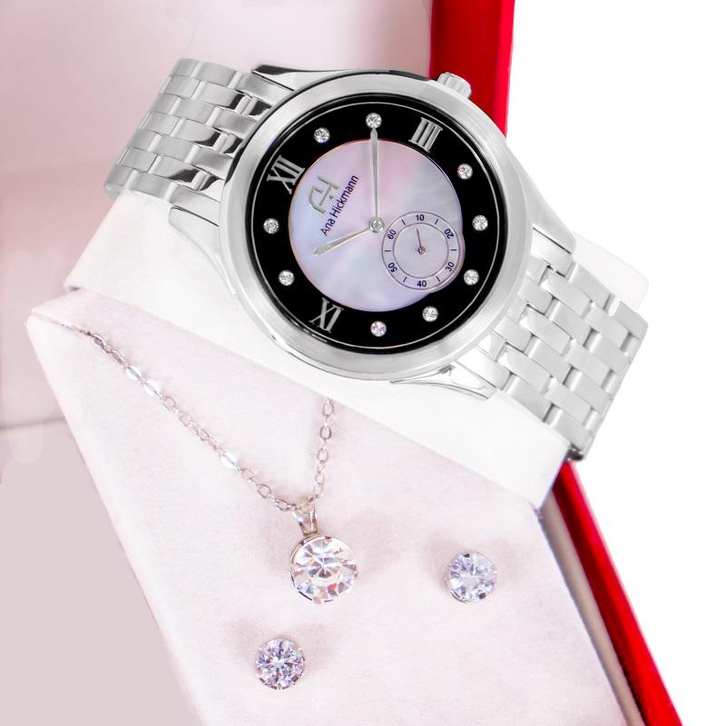 Kit Relógio Feminino Champion Ana Hickmann Analógico Prata AH28704T - 4