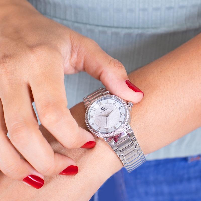 Kit Relógio Feminino Champion Ana Hickmann Prata Analógico AH28633Q Cristais - 3