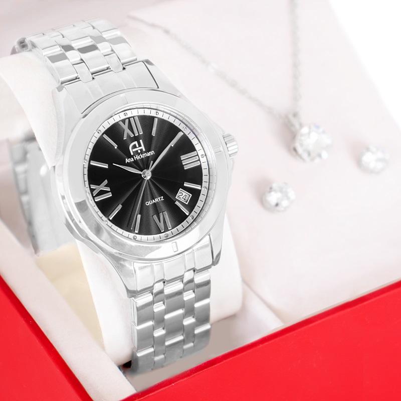 Kit Relógio Feminino Champion Ana Hickmann Prata Analógico AH29070T Calendário - 1