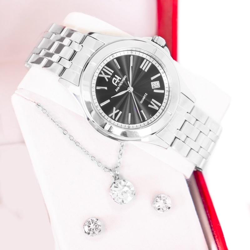 Kit Relógio Feminino Champion Ana Hickmann Prata Analógico AH29070T Calendário - 5