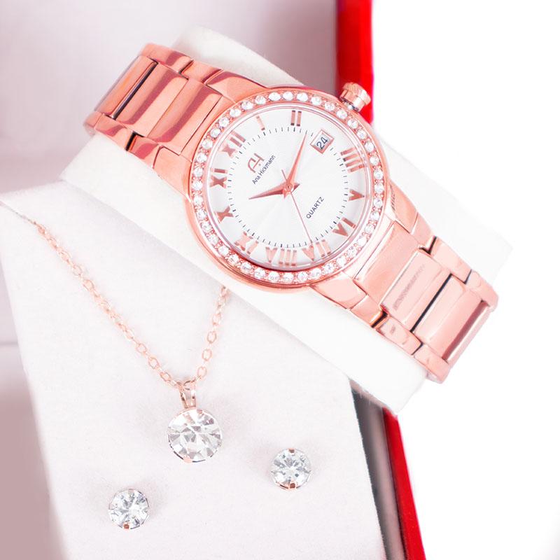 Kit Relógio Feminino Champion Ana Hickmann Rosé Analógico AH28562Z Cristais - 5