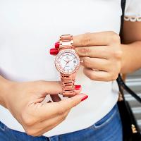 Kit Relógio Feminino Champion Ana Hickmann Rosé Analógico AH28562Z Cristais