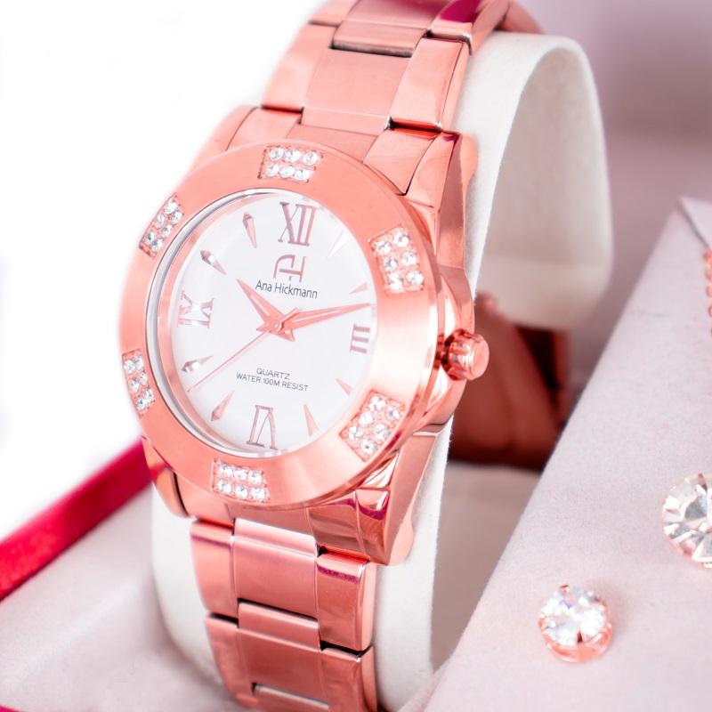 Kit Relógio Feminino Champion Ana Hickmann Rosê Analógico AH28740Z - 5