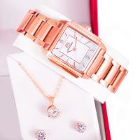 Kit Relógio Feminino Champion Ana Hickmann Rosé Quadrado AH28482Z Cristais - 5