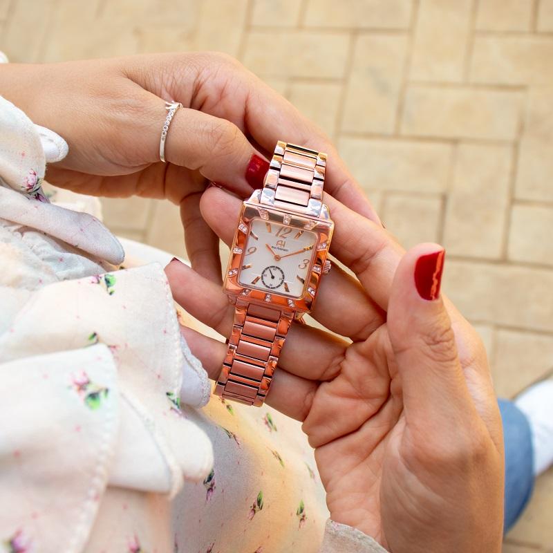 Kit Relógio Feminino Champion Ana Hickmann Rosé Quadrado AH28517Z Colar e Brincos - 5