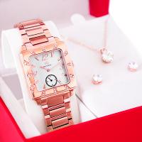 Kit Relógio Feminino Champion Ana Hickmann Rosé Quadrado AH28517Z Colar e Brincos - 1