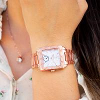 Kit Relógio Feminino Champion Ana Hickmann Rosé Quadrado AH28517Z Colar e Brincos - 3