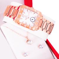 Kit Relógio Feminino Champion Ana Hickmann Rosé Quadrado AH28517Z Colar e Brincos - 6
