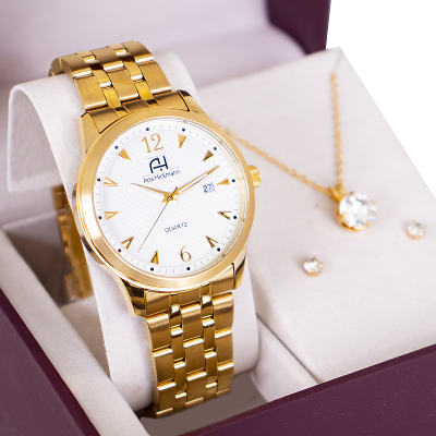 Relógio Champion  Ana Hickmann Analógico Dourado AH29043H Kit Colar e Brincos