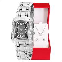 Relógio Champion Ana Hickmann Analógico Aço Prata AH28526W Kit Colar e Brincos - 1